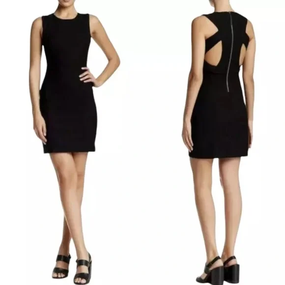 Helmut Lang Black Compress Mesh Trim Cutout Twill Sleeveless Dress - Picture 8 of 8